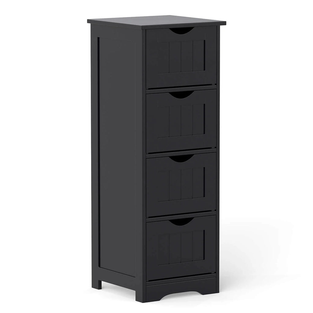 Costway 32.5'' Bathroom Floor Cabinet with Anti-tipping Device Freestanding Towel Cabinet Black