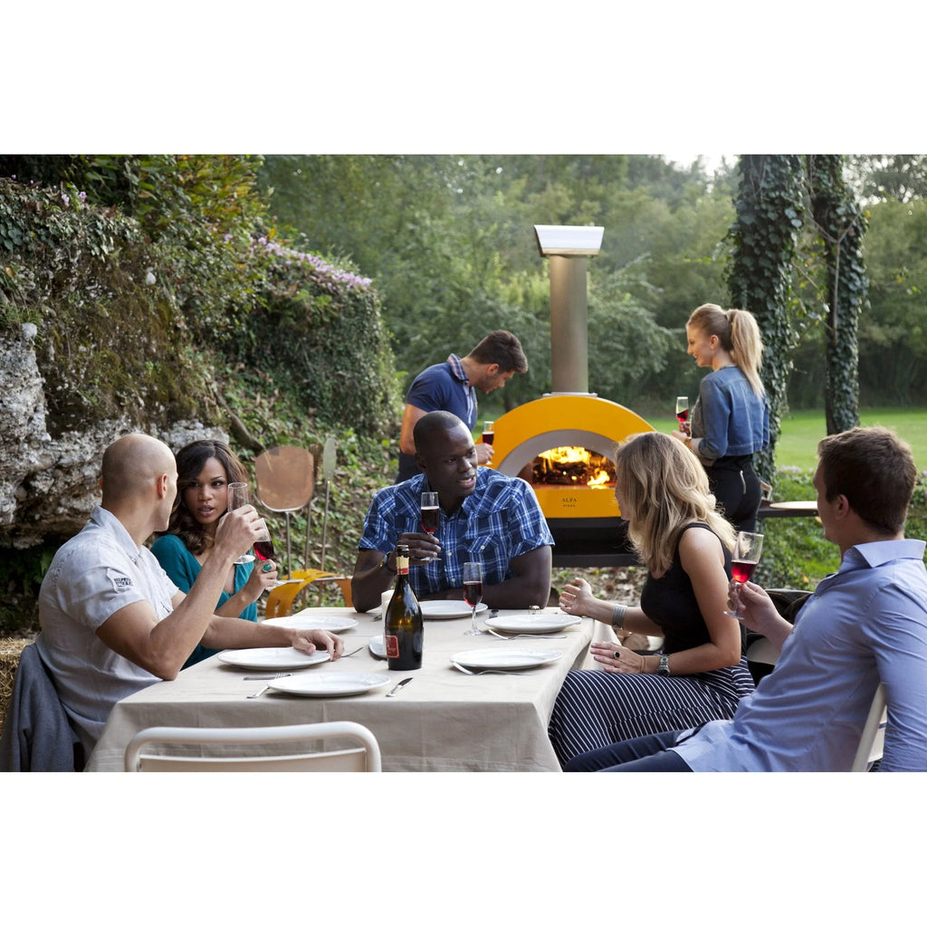 Alfa Allegro Outdoor Steel Italian Wood Fired Pizza Oven with Base, Yellow