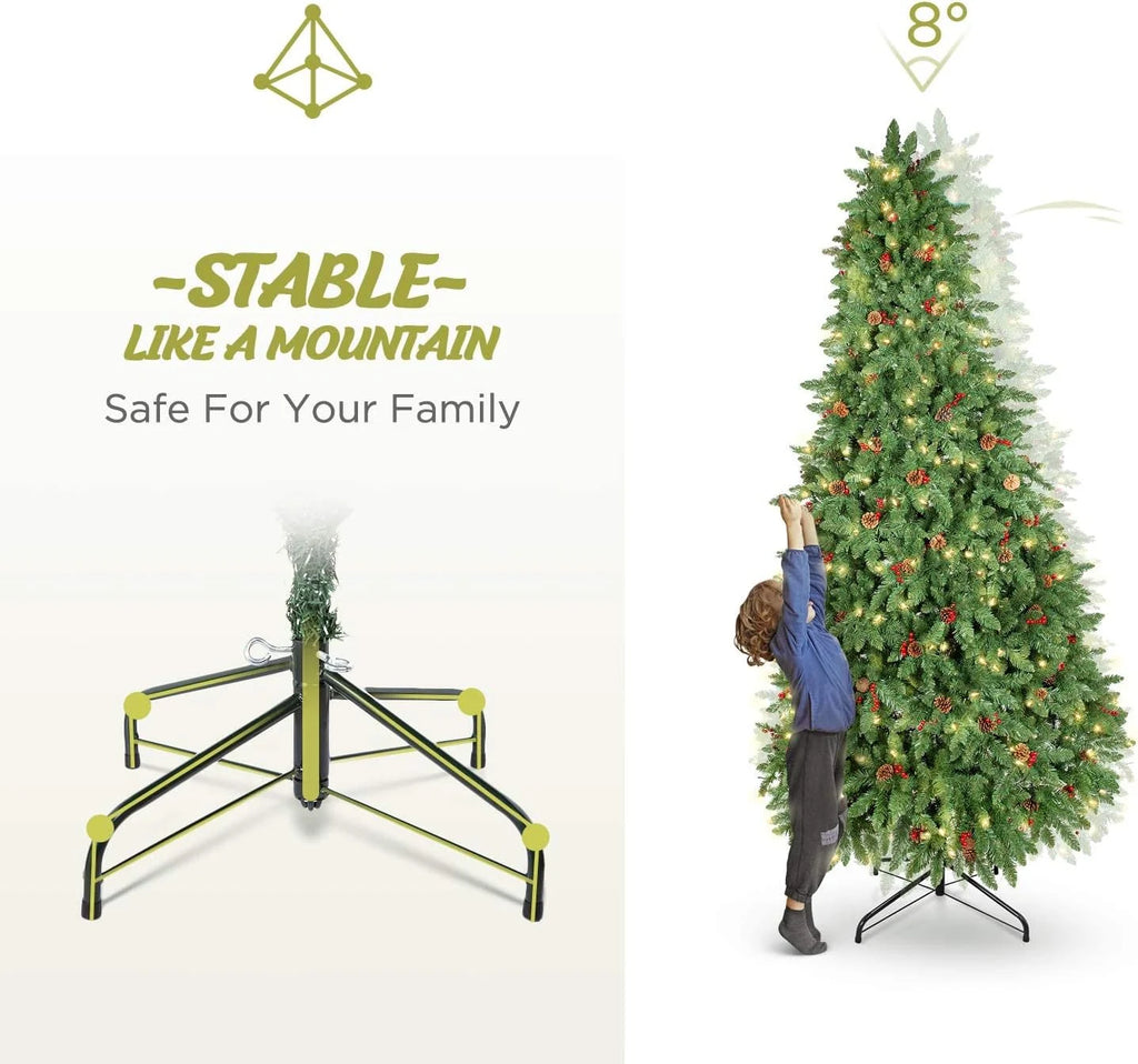 Jostyle 4.5FT Pre-Lit Christmas Tree, Decorated with 300 Clear Lights and Realistic 516 Thicken Tips