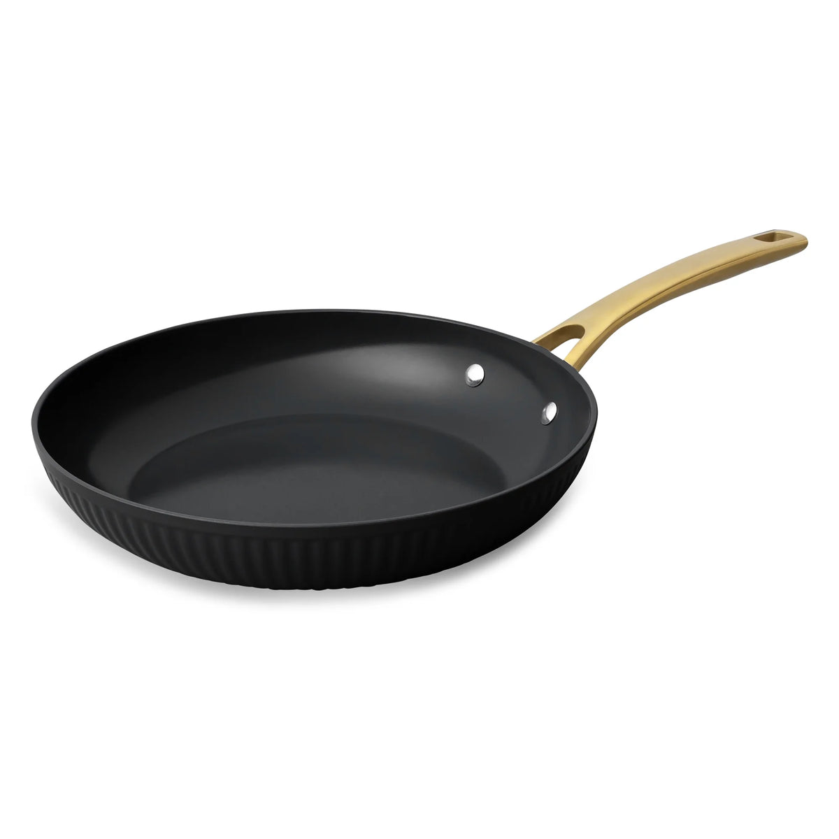 Thyme & Table 12-Piece Nonstick Signature Ribbed Cookware Set, Pots and Pans Set - Black & Gold