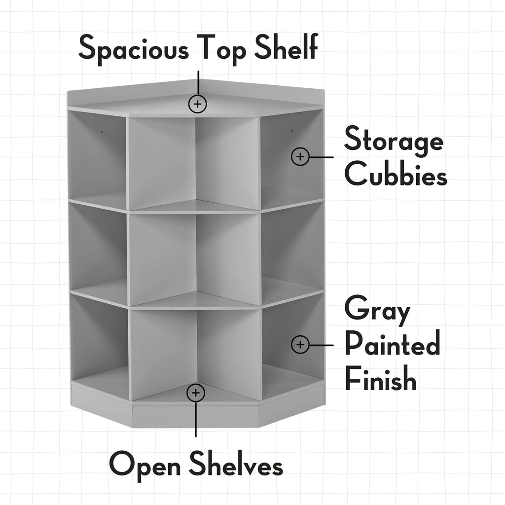 RiverRidge Kids Corner Playroom Cabinet with 6 Toy Storage Cubbies and 3 Shelves - White