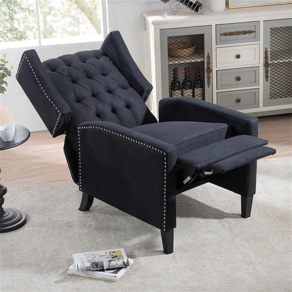 Triple Tree Modern Fabric Foam Wood Solid Print Nailhead Trim Accent Chair, Beige