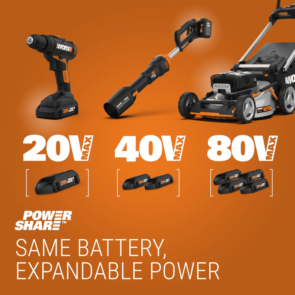 Worx WG779 40V Power Share 4.0Ah 14" Cordless Lawn Mower (Battery and Charger Included)