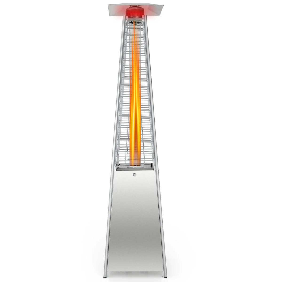 Costway 90'' Tall Pyramid Patio Heater Quartz Glass Tube Flame Heating 42000 BTU W/ Wheel