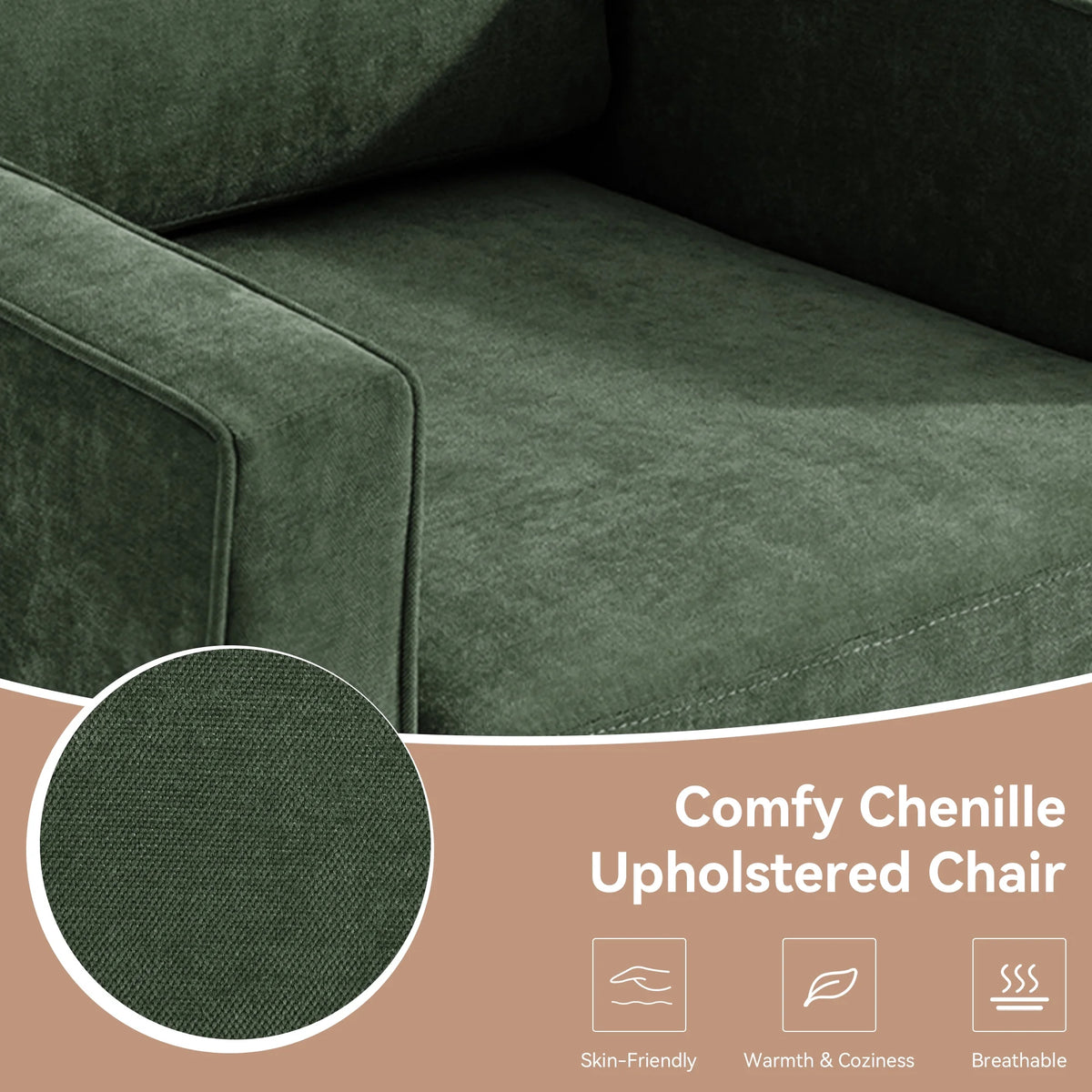 Swivel Accent Chair for Living Room, Modern Upholstered Barrel Arm Chair with Plump Back Pillow, Comfy Club Sofa Reading Chair for Adults (Chenille Navy, Set of 1)