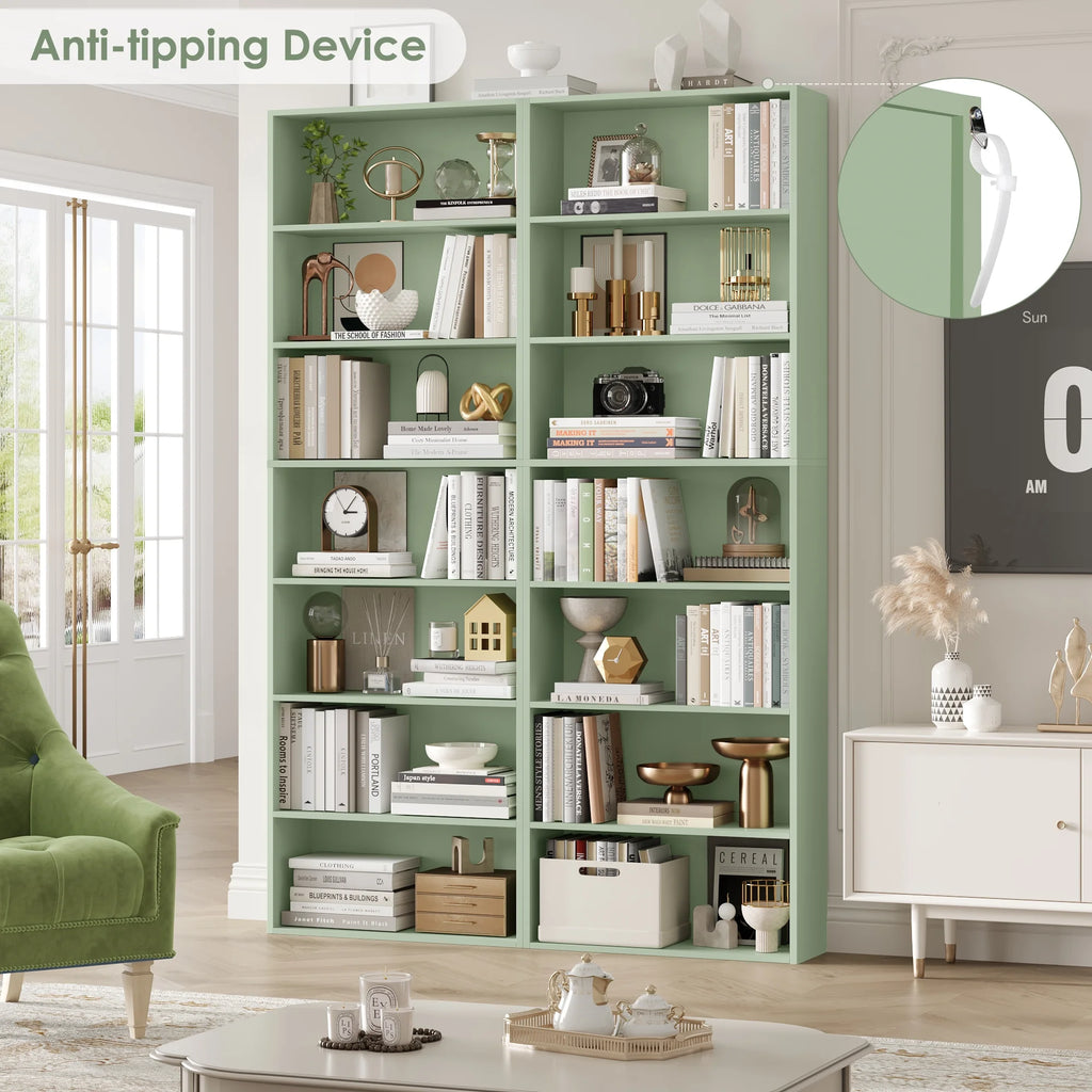 Homfa 82" Tall Bookcases, Freestanding Display Storage Shelves, 7-Tier Open Bookshelf for Home Office Living Room Bedroom, White