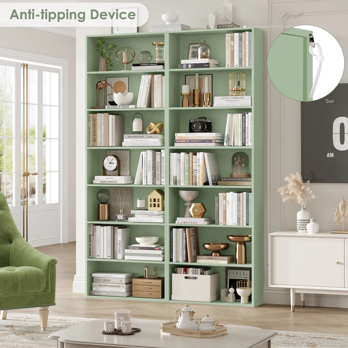 Homfa 82" Tall Bookcases, Freestanding Display Storage Shelves, 7-Tier Open Bookshelf for Home Office Living Room Bedroom, White