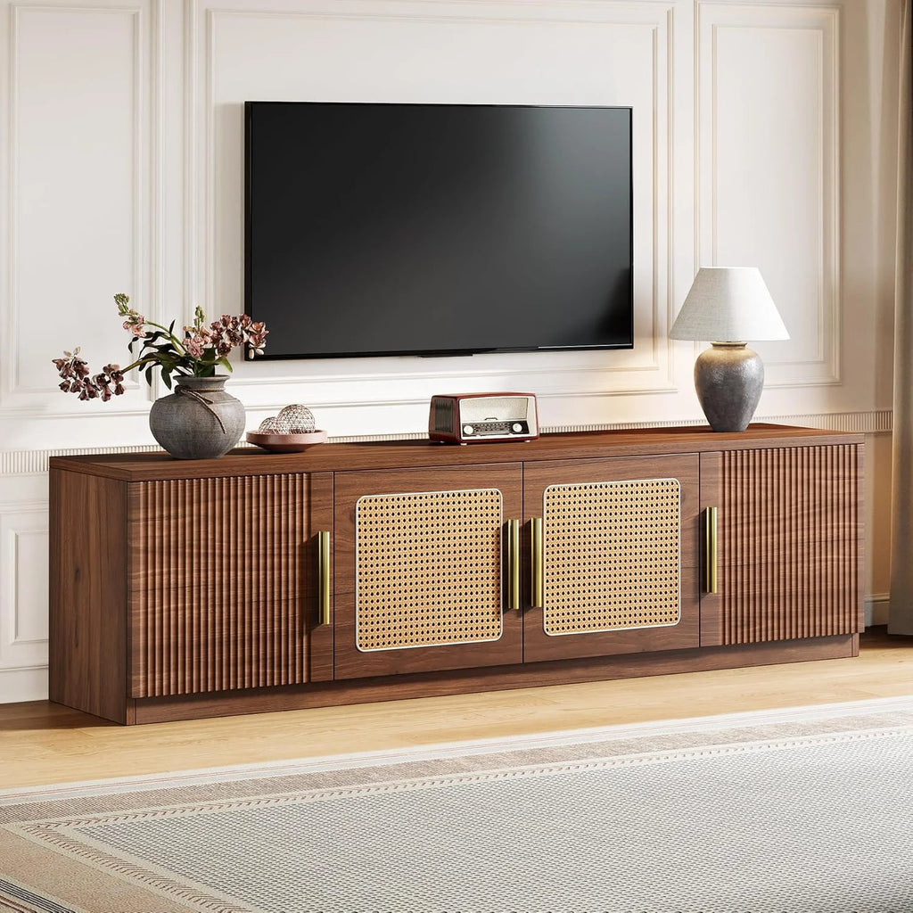 Tribesigns 70.9" TV Stand for Living Room, Mid Century Modern Entertainment Center with 6-Tier Storage Shelf