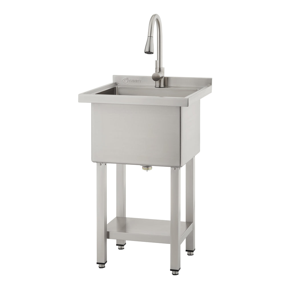 TRINITY 18” x 16” x 13” Stainless Steel Utility Sink with Pull-out Faucet