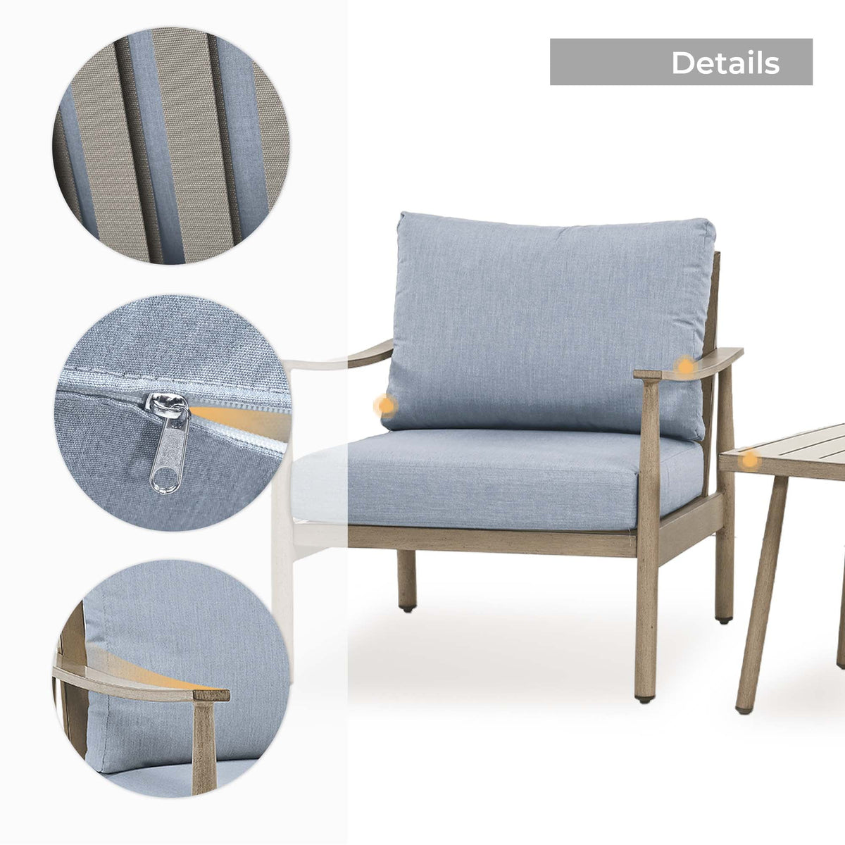 HAPPATIO Aluminum Outdoor Furniture Set - 5 Pieces Patio Furniture Set Includes 1 Side Table, 2 Swivel Chairs and 2 Ottomans with Thick Cushion, Patio Conversation Set for Backyard Poolside (Grey)