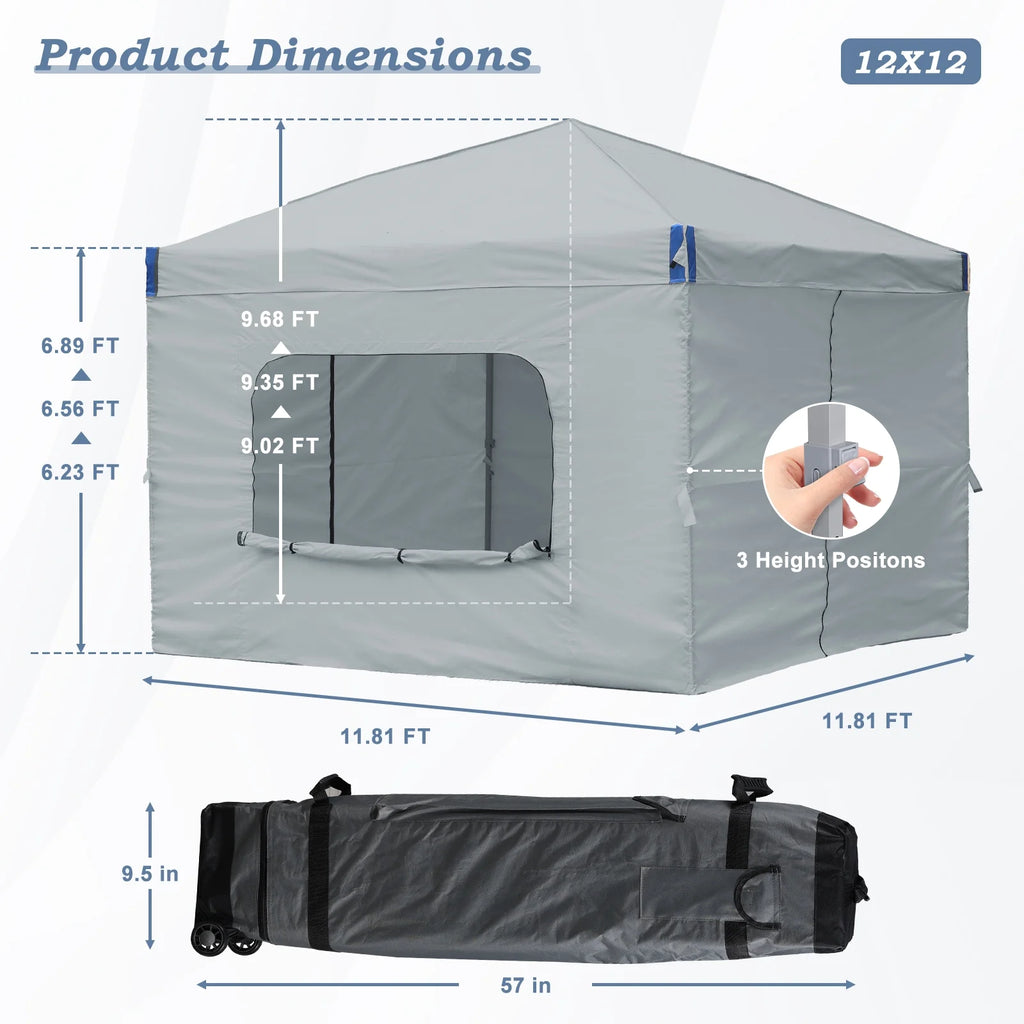 Aoodor Pop Up Canopy Tent with Removable Mesh Window Sidewalls, Portable Instant Shade Canopy with Roller Bag