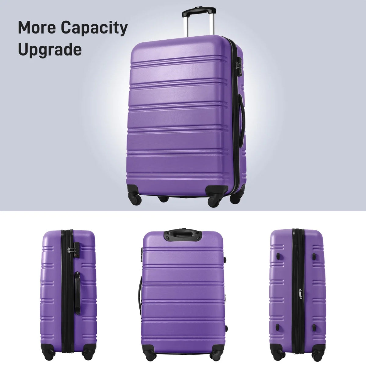 Luggage Sets 3 Piece, Hardside Expandable Ultra Durable PC Lightweight Carry On, Travel Suitcase Set with TSA Lock Spinner Wheels, Multicolor Purple