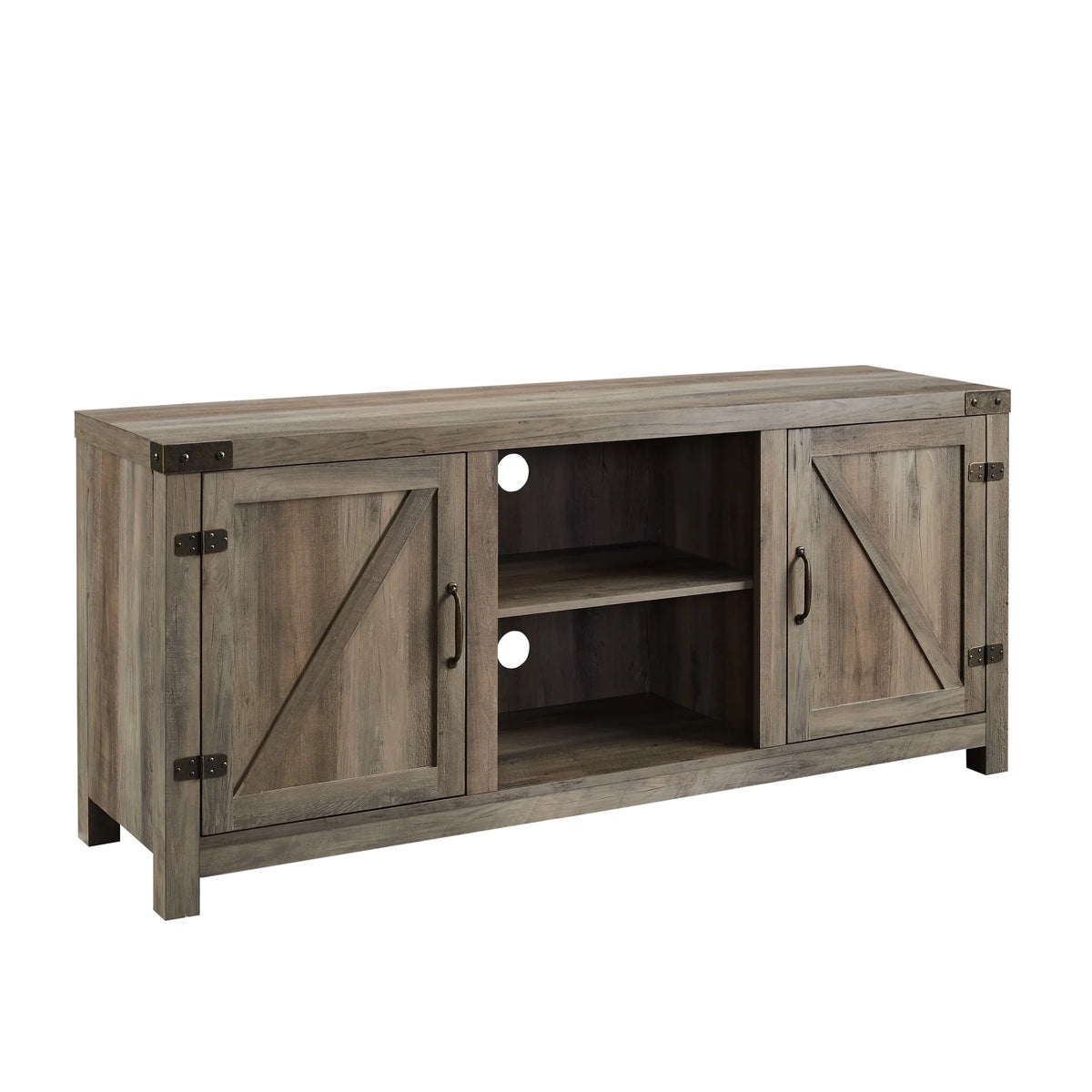 Walker Edison Modern Farmhouse Barn Door TV Stand for TVs up to 65", Grey Wash