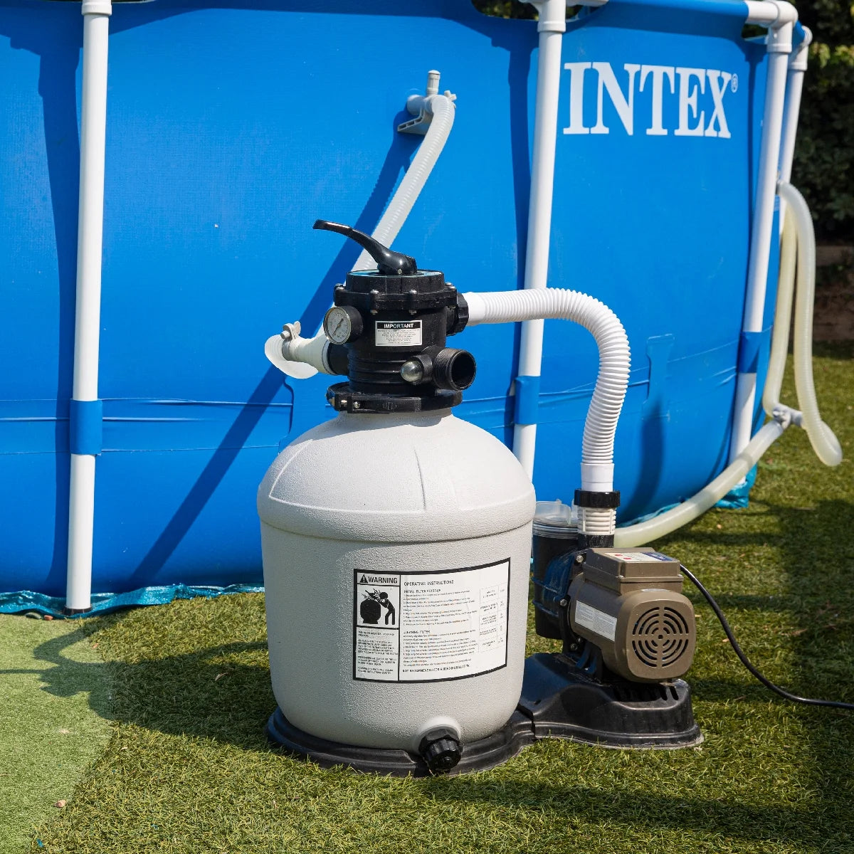 XtremepowerUS Sand Filter Pump for Above Ground Pool, 2400 GPH Pool Filter Pump, 7-Way Valve