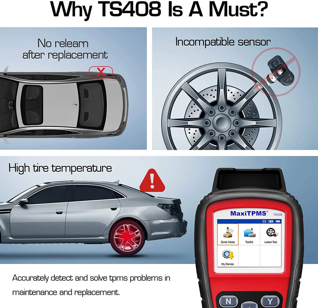 Autel TPMS Relearn Tool TS408, TPMS Reset, Sensor Activation, Program, Key Fob Testing