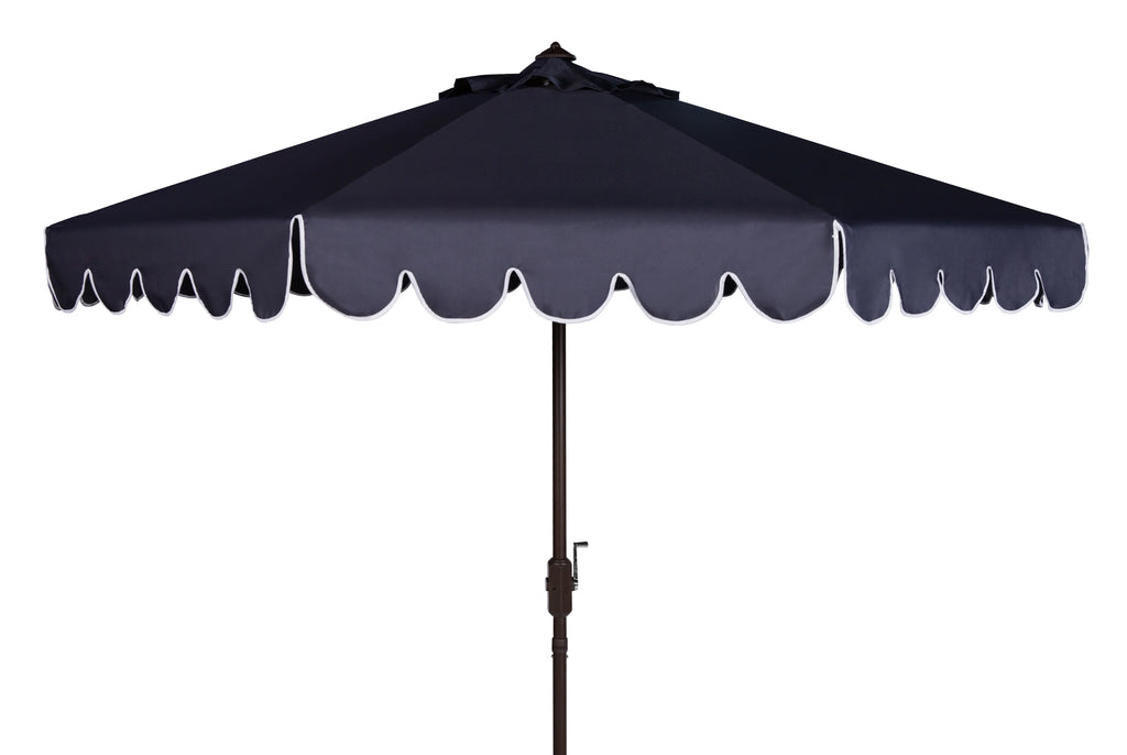 Safavieh Venice 9' Market Crank Tilt Patio Umbrella, Navy/White