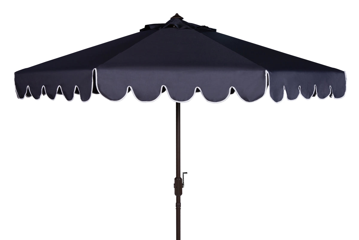 Safavieh Venice 9' Market Crank Tilt Patio Umbrella, Navy/White
