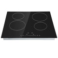 KFFKFF Sleek Electric Stove Top, 24" 4 Burners 240V 6000W Electric Cooktop Ceramic Top with Touch Control, Timer & Child Lock, 9 Heat Levels for Diverse Cooking Requirements(NO Plug)
