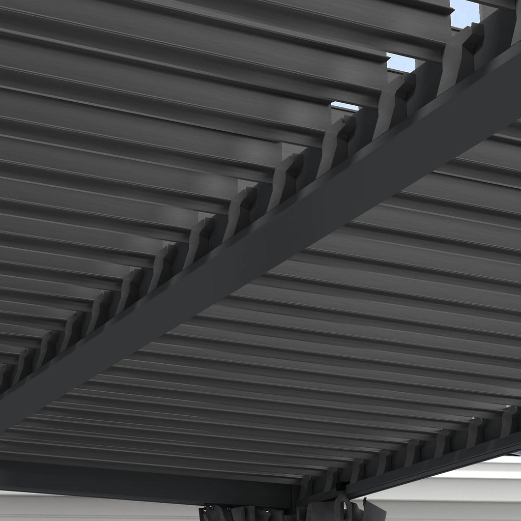 Outsunny 10'x13' Aluminum Pergola with Adjustable Louvered Roof, Gray