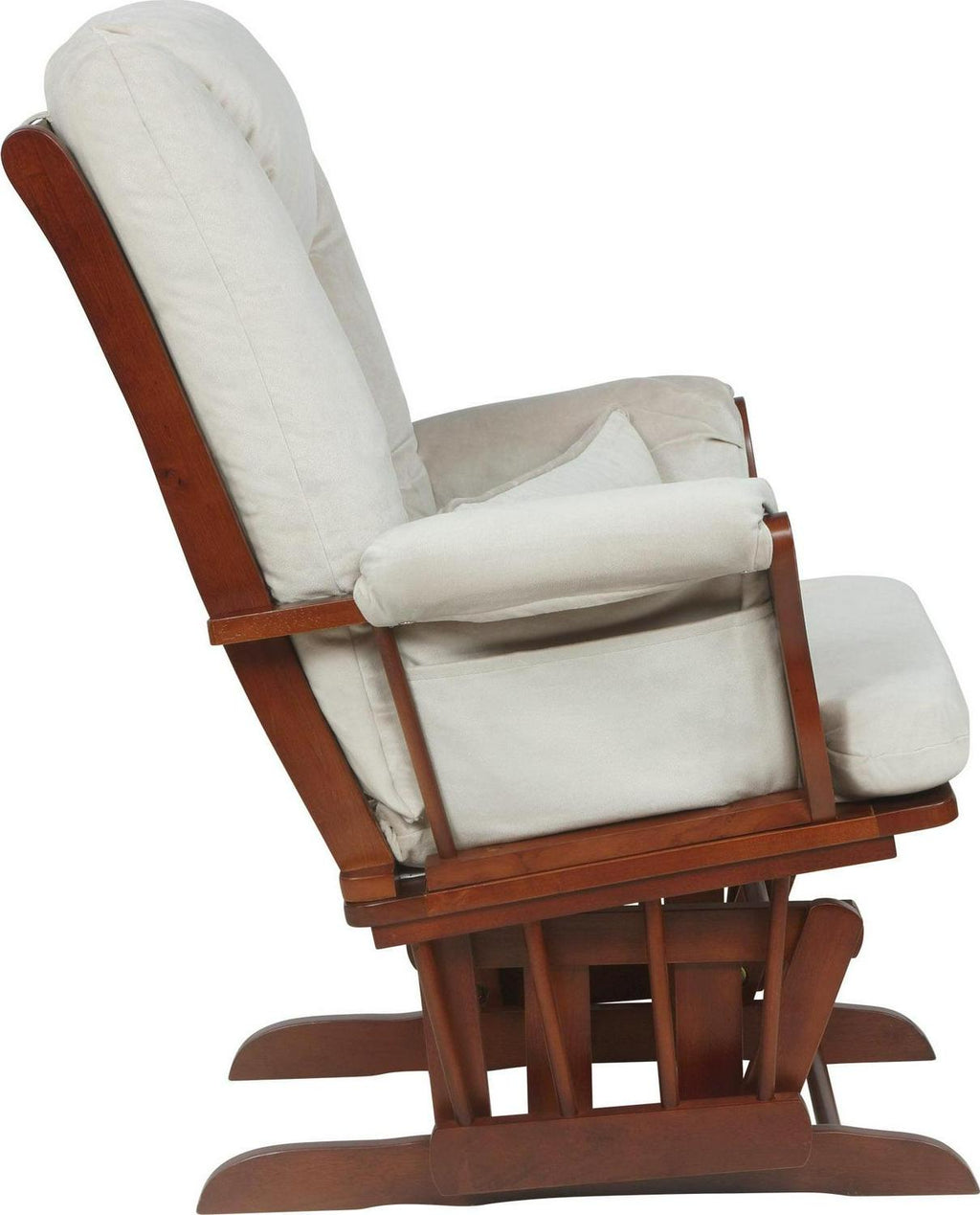 AFG Alice Glider and Ottoman with Pillow. Espresso Finish with Beige Cushions