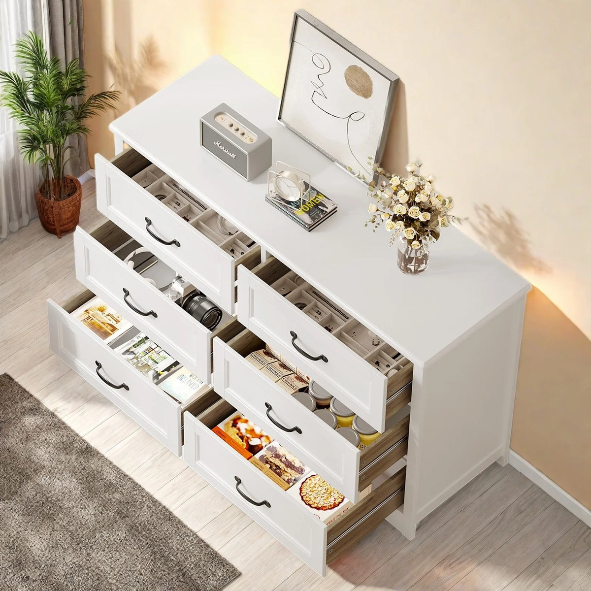 Dresser for Bedroom, Lofka 6-Drawer Wood Dresser?with Anti-Tip Safety for Closet| Living Room