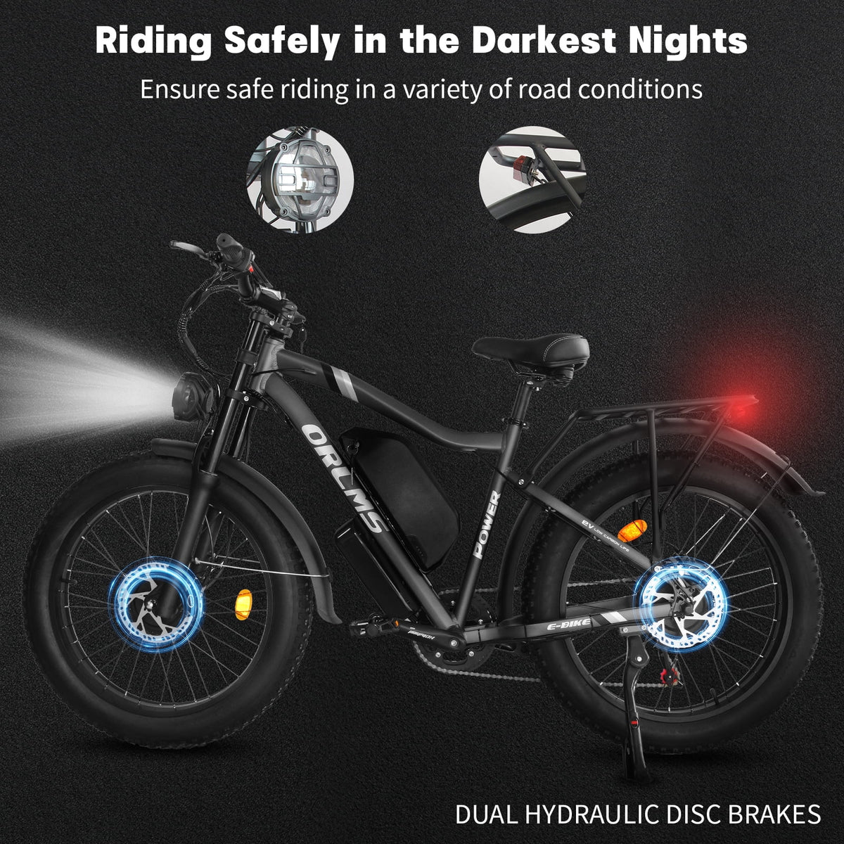 3000W Peak Dual Motor E-Bike, 52V 25AH Battery Elec-tric Bike for Adults, 35MPH Mountain AWD 7-Speed Snow E-Bike with 24" x 4.0 Fat Tire for Mountain Snow Hunting Commuting