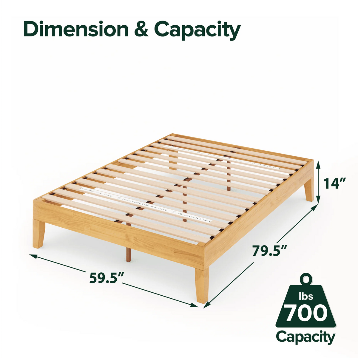 Zinus Moiz 14" Deluxe Wood Platform Bed Frame, Queen