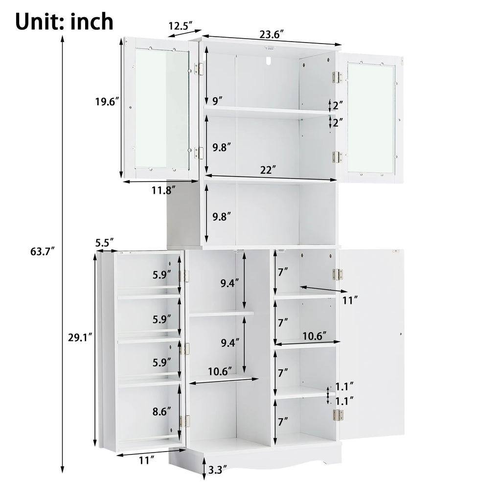 Bellemave White Tall Storage Cabinet with Adjustable Shelf Bathroom Cabinet with 1 Drawer and Storage Rack Large Freestanding Wood Cabinet Storage Organizer Floor Cabinet, White