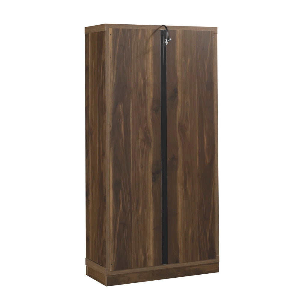 Better Homes & Gardens Ezra Glass Door Storage Accent Cabinet, Warm Walnut finish