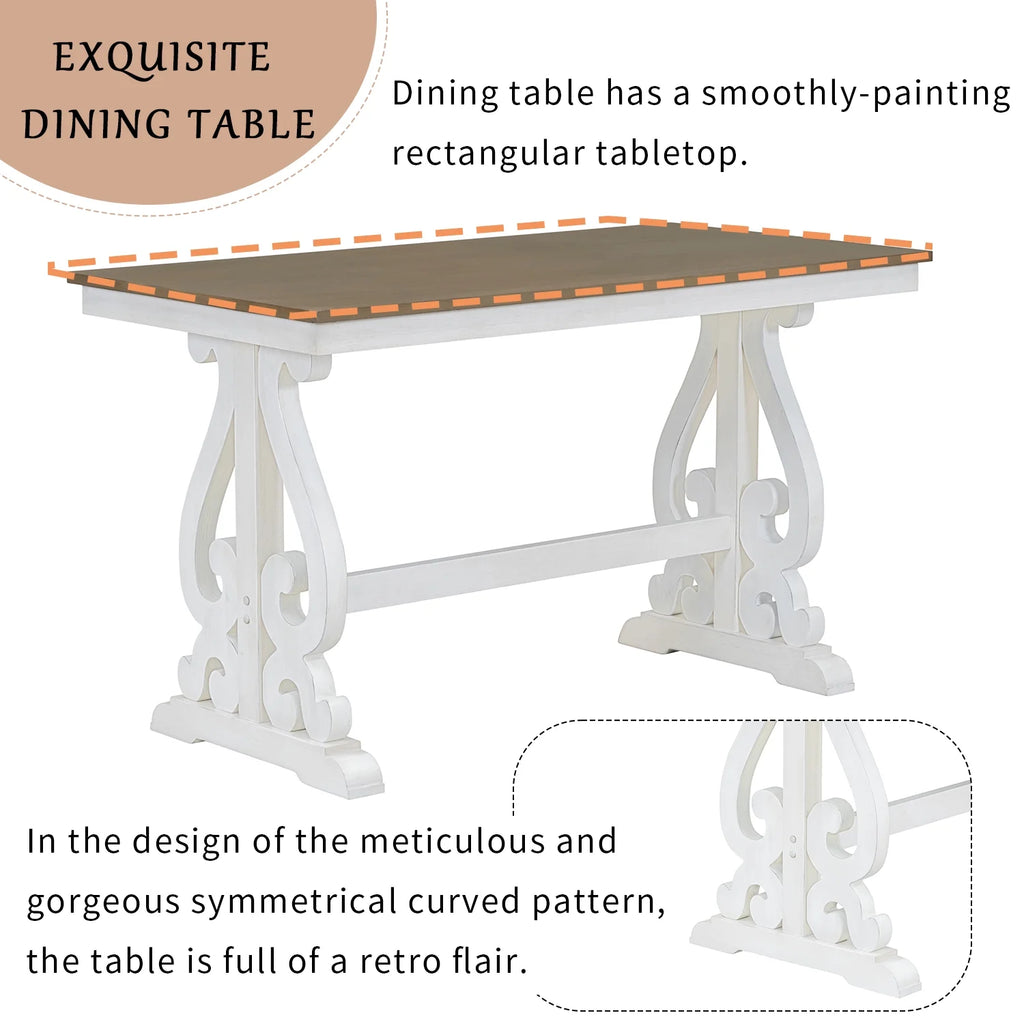 5 Piece Dining Table Set, Atumon Dining Table Set for 4, Wood Dining Room Set with 1 Table and 4 Upholstered Chairs, Farmhouse Dining Table Set for Kitchen Dining Room Apartment, Natural