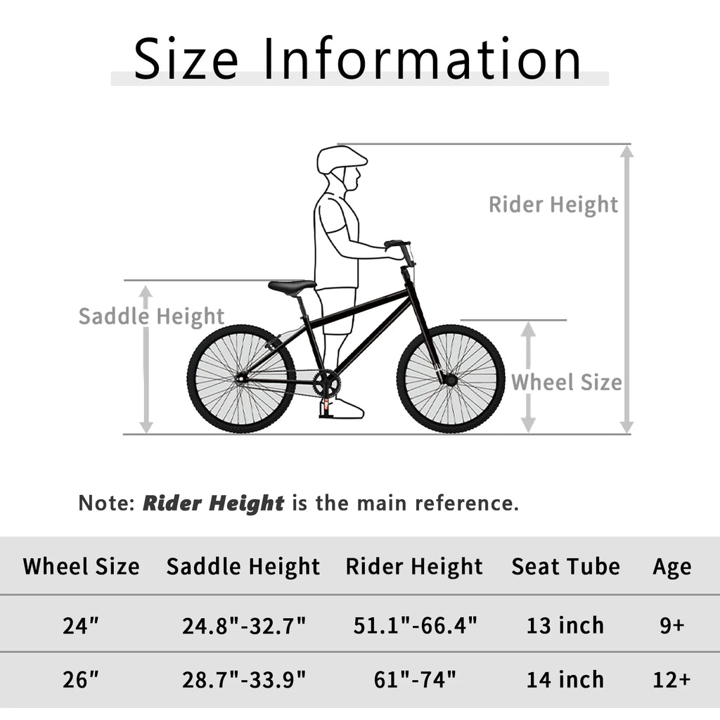 cubsala 24 Inch BMX Race Bike Trident Bicycles Beginner-Level to Advanced Riders with 2 Pegs Trick Cycling and Professional Riding, Black