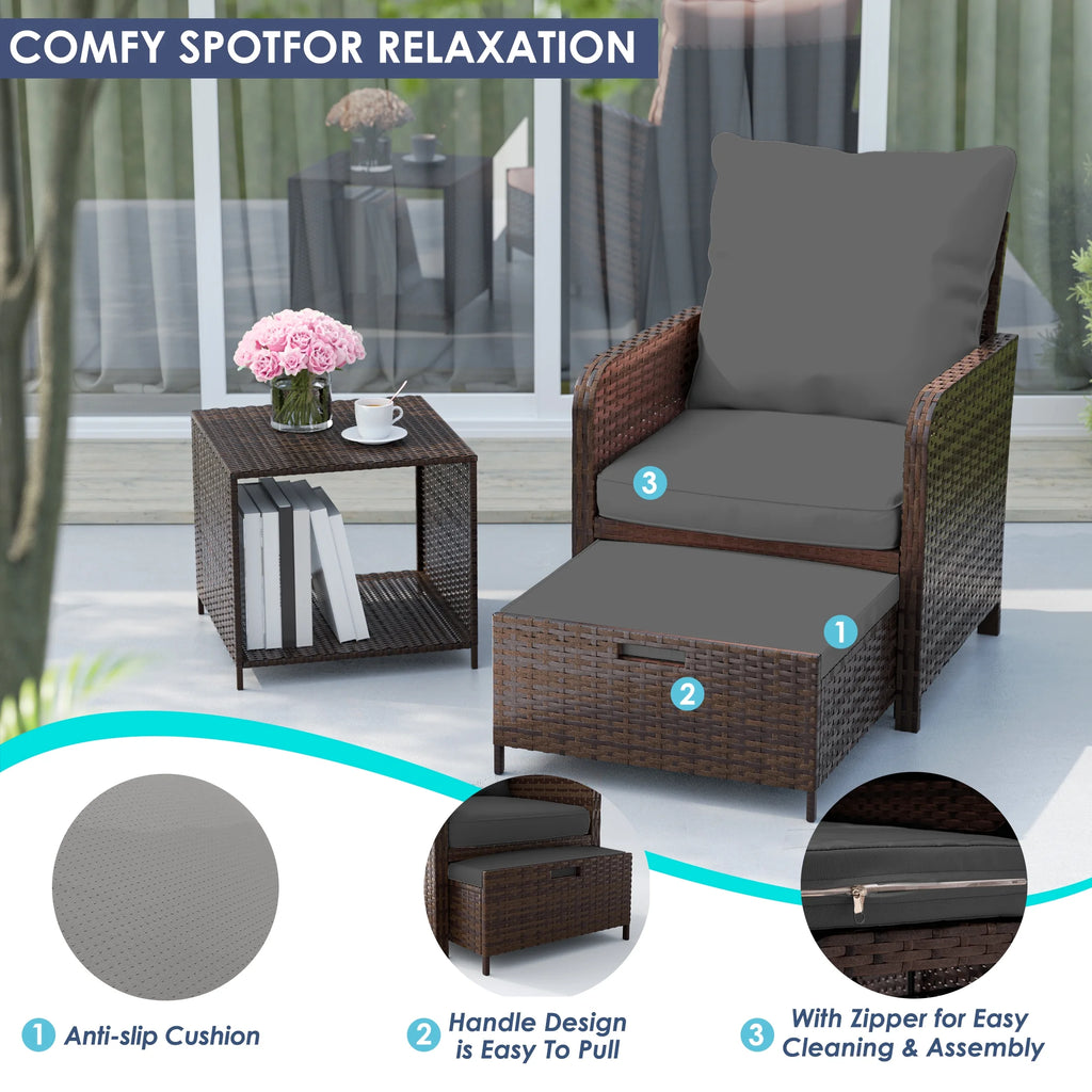 UDPATIO Balcony Furniture 5 Piece Patio Furniture Set, Outdoor Patio Chair , Dark Grey