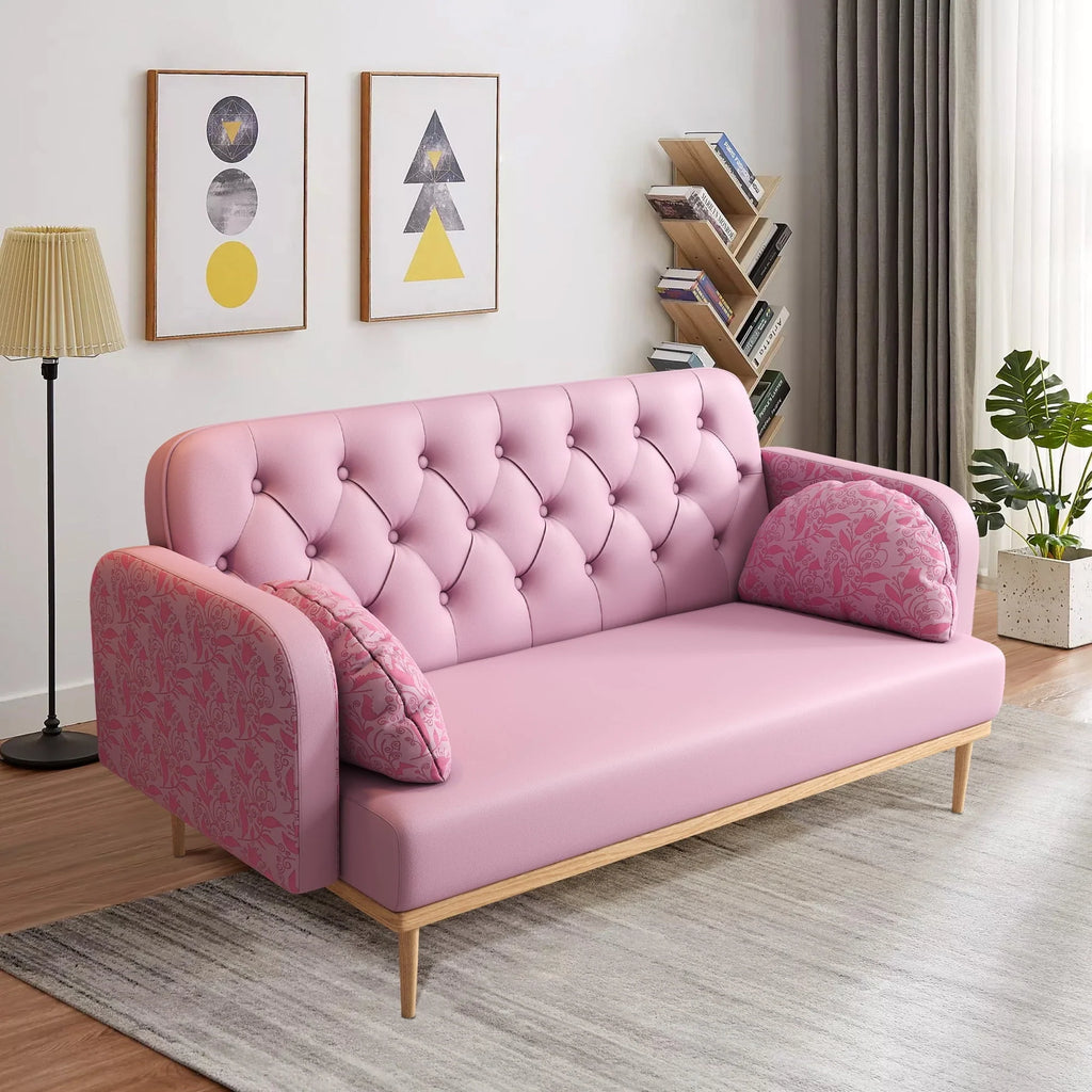 Yocwo Modern Leather blend Loveseat Sofa for Living Room, Pink