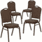 Flash Furniture 4 Pack HERCULES Series Crown Back Stacking Banquet Chair in Black Patterned Fabric - Gold Vein Frame
