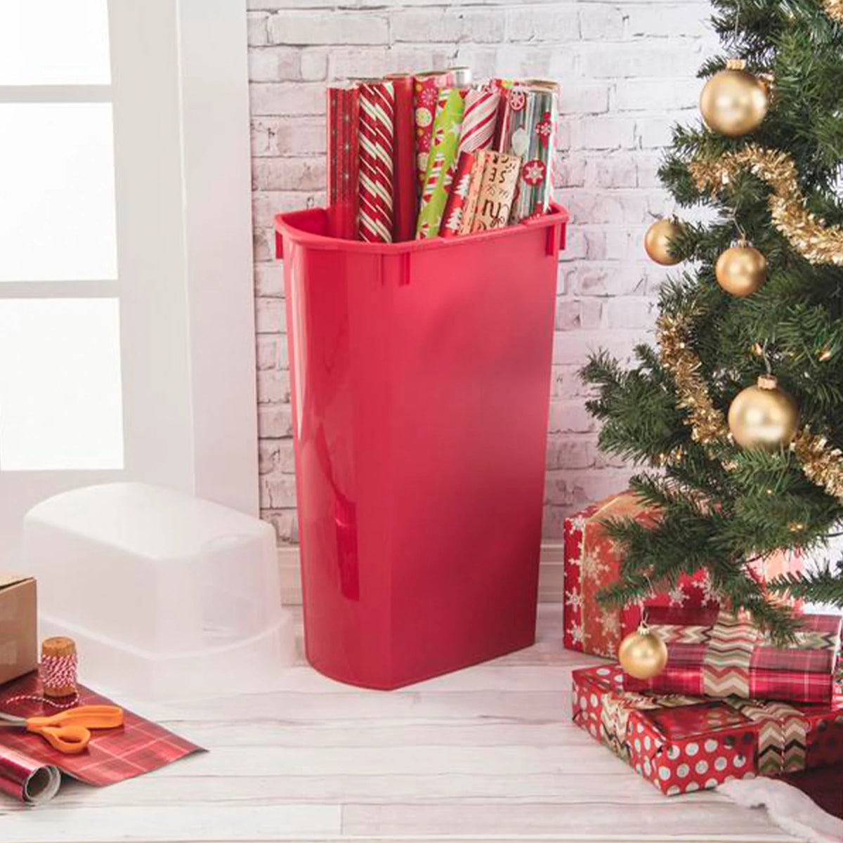 Sterilite 30 Inch Holiday Gift Wrapping Paper Storage Box with Lid (4 Pack)