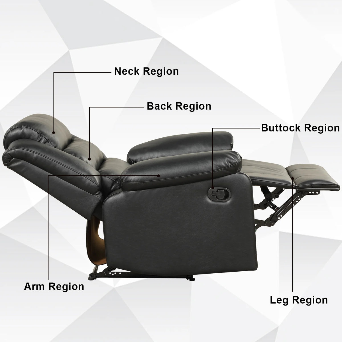 Bonzy Home Recliner Chairs for Living Room Overstuffed Breathable Fabric Reclining Chair Manual Sofa Brown