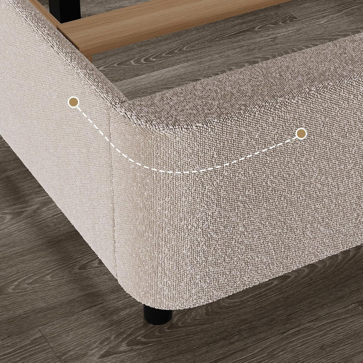 4 EVER WINNER Queen Bed Frame with Headboard, Boucle Upholstered Platform Bed Frame wiith Rounded Corner, Soft Cloud Bed Frame, No Box Spring Needed, White