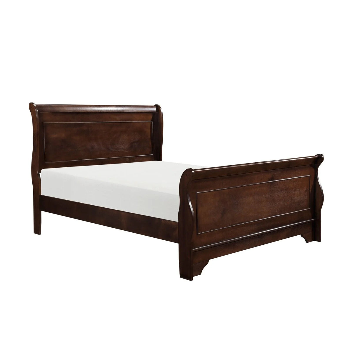 6pc Classic Style Full Sleigh Bed Dresser Mirror Nightstand Chest Wooden Bedroom Furniture Set Brown Cherry Finish