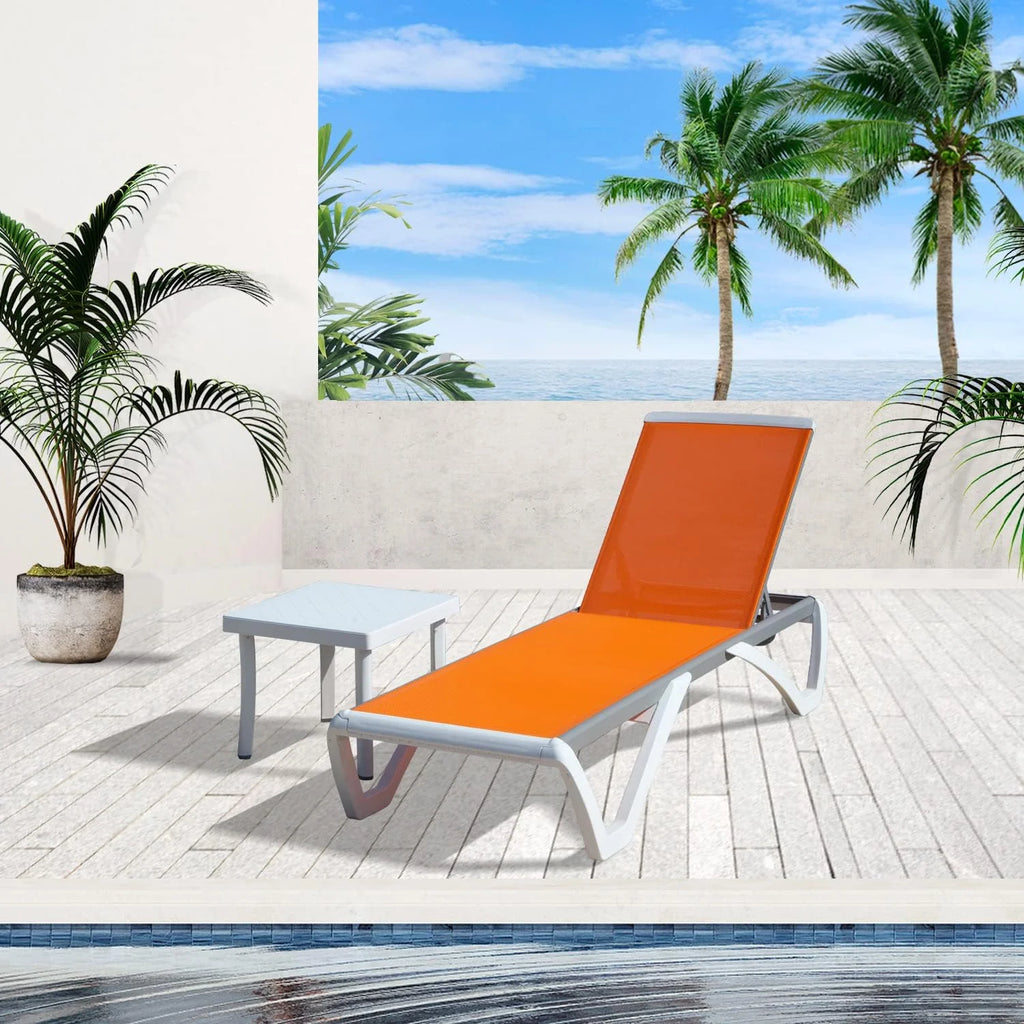 Domi Outdoor Living Chaise Lounge Chair Aluminum Adjustable Pool Lounge Chair��With All-Weather Textilene for Deck, Lawn, Backyard ��1 Grey Chair��