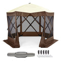 Pop Up Gazebo,Portable Outdoor Camping Canopy Screen Tent With Waterproof 6 Sidewalls&Mosquito Netting,Easy Up Windproof & Waterproof Party Tent For Lawn Garden Backyard,Grey/Brown