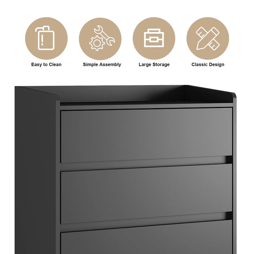 Aukfa Wood 4 Drawer Dresser,Chest of Drawer with Anti-fall Device, Black
