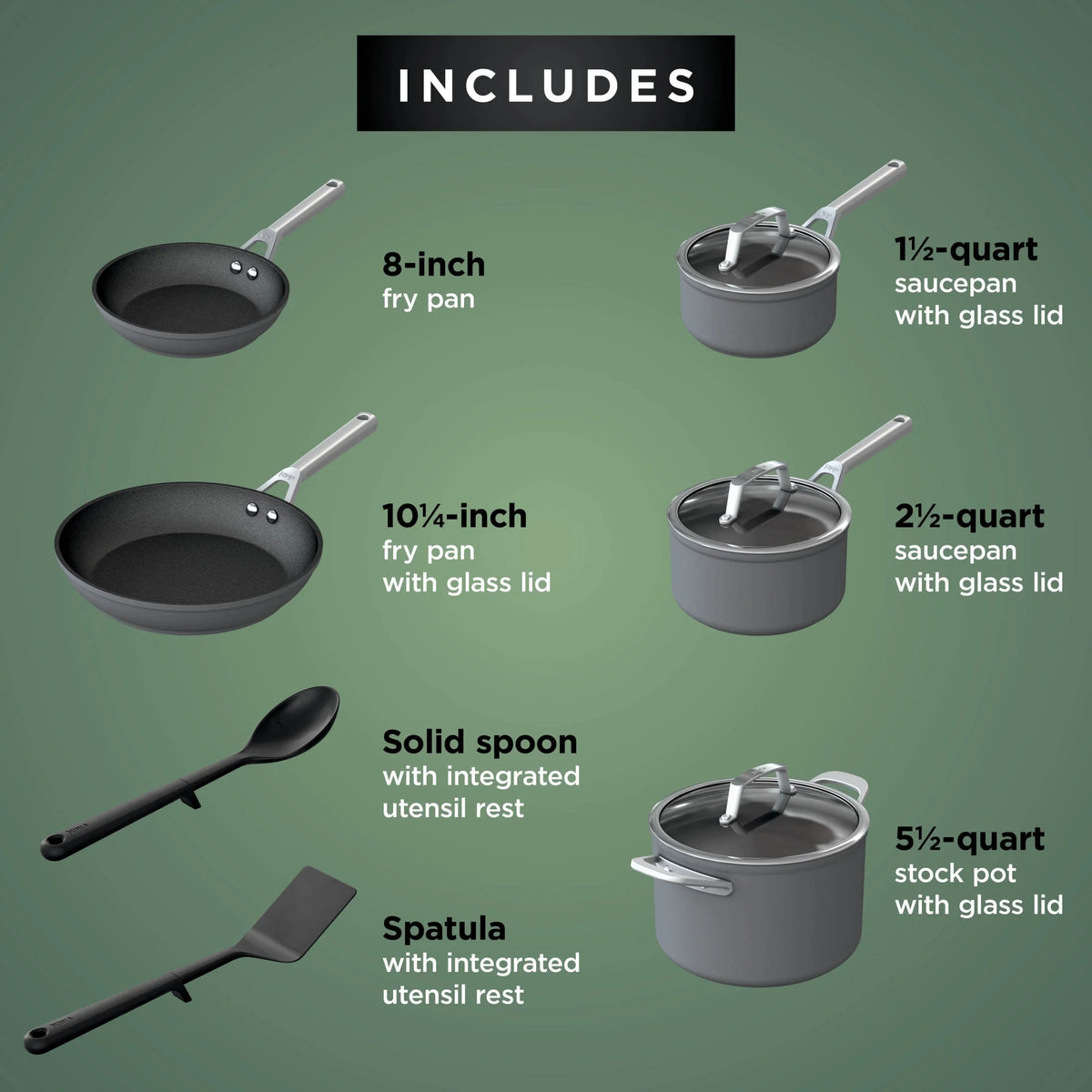 Ninja NeverStick Premium Hard-Anodized 10-Piece Cookware Set, C39010