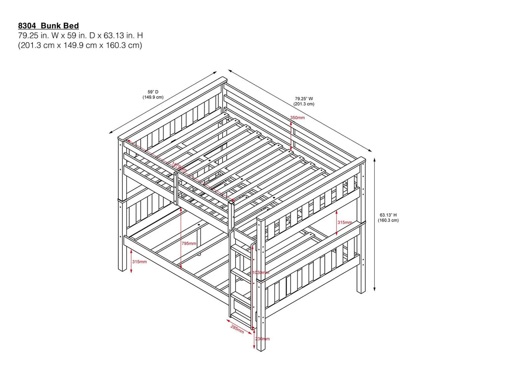 Teen Novogratz Max Full-Over-Full Wood Bunk Bed with USB Port, Gray