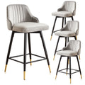 Omni House 25" Swivel Counter Height Bar Stools Set of 4, Velvet Upholstered Bar Stool with Low Back and Footrest,Stools for Pub Island Home Kitchen,Gray