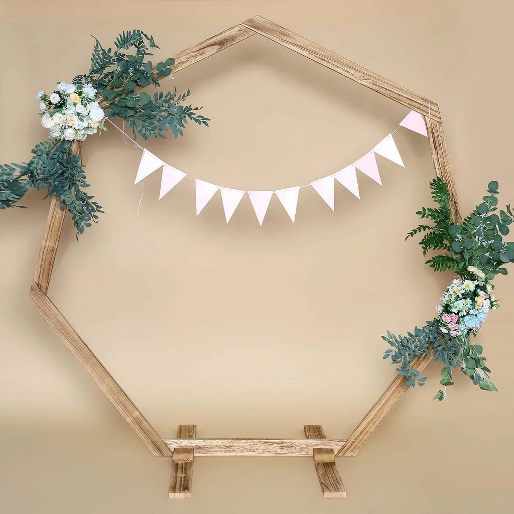 Efavormart 7FT Rustic Square Wedding Arch Wooden Backdrop Stand, Wedding Ceremony Arch - Brown