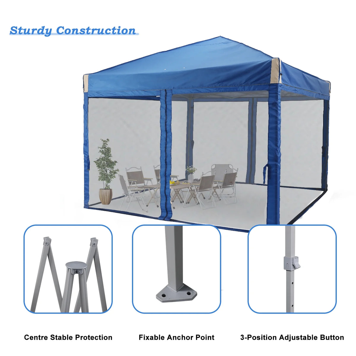 Aoodor 12'x12' Pop Up Canopy with Removable Mesh Sidewalls, Outdoor Portable Instant Shelter Tent-Black