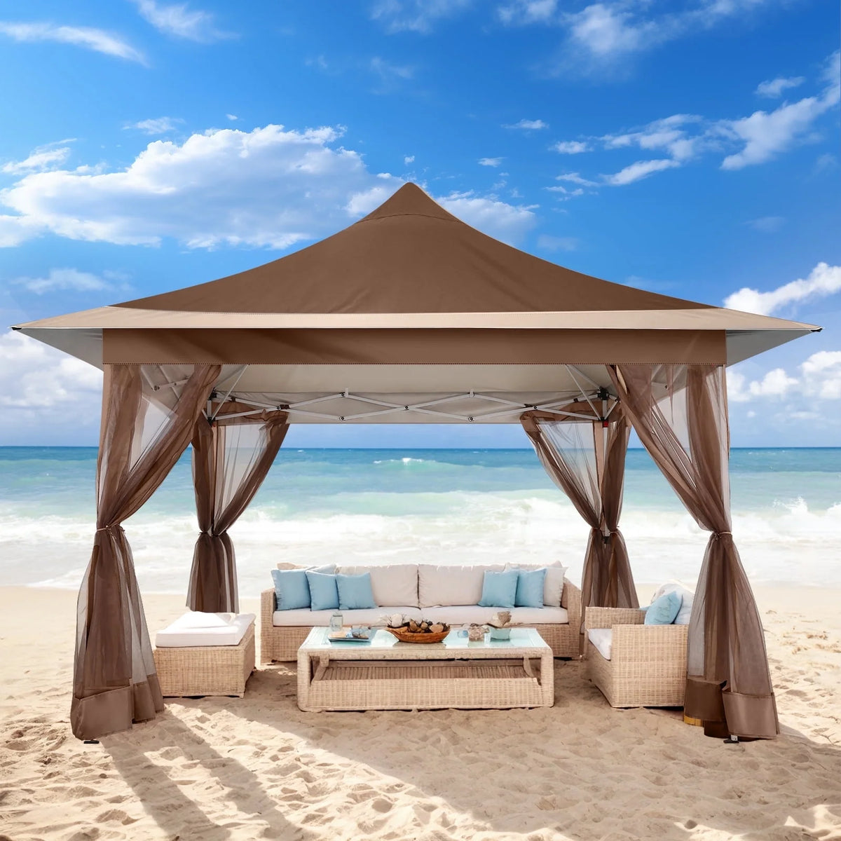 HOTEEL 12x12 EZ Pop Up Gazebo Tent with Sidewalls,Patio Gazebo Instant Shelter for Outdoor Party Camping Backyard Beach with Carry Bag,Stakes,Ropes,Gray