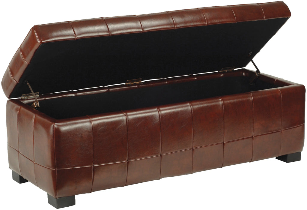 SAFAVIEH Large Manhattan Rustic Tufted Storage Bench, Brown