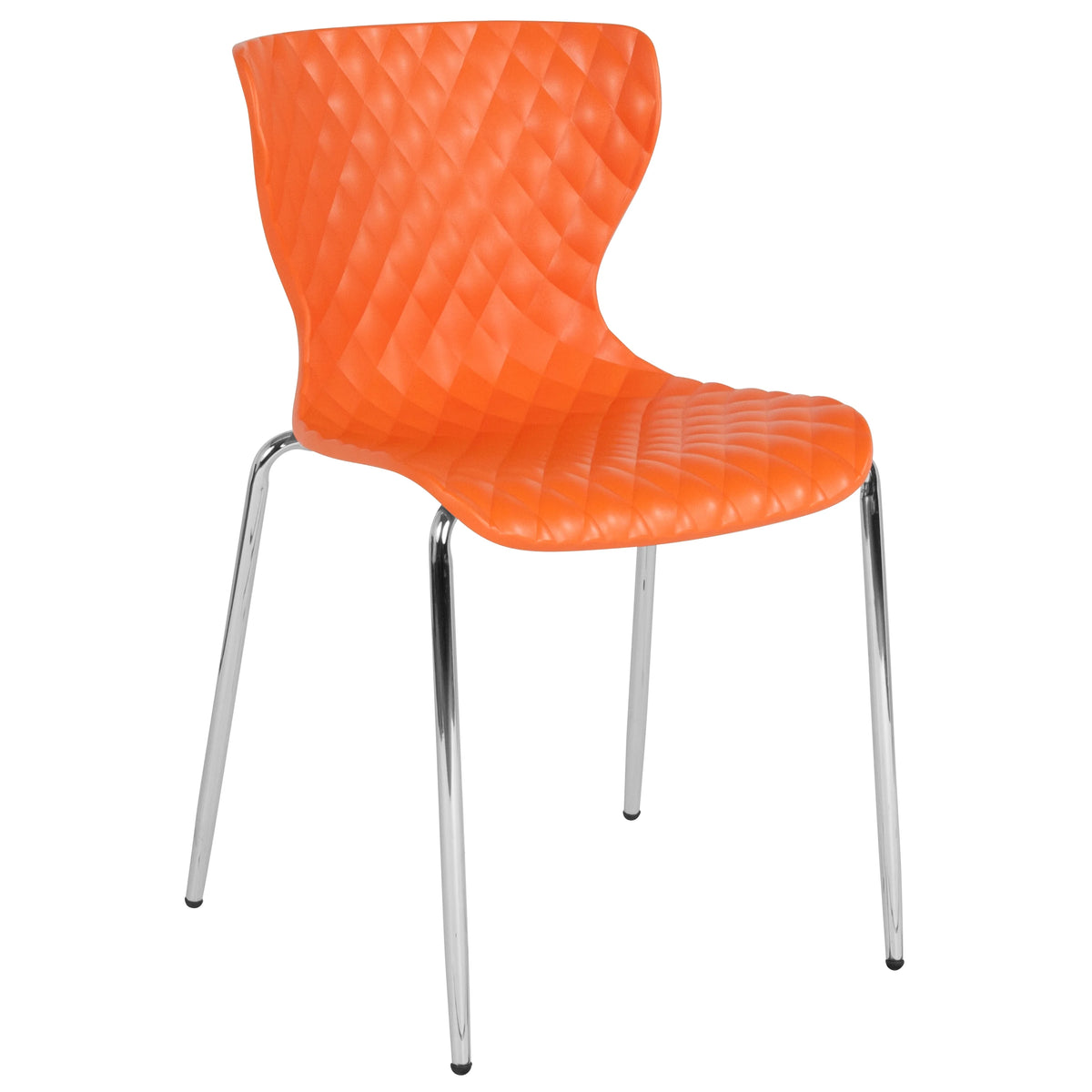BizChair 4 Pack Contemporary Design Orange Plastic Stack Chair