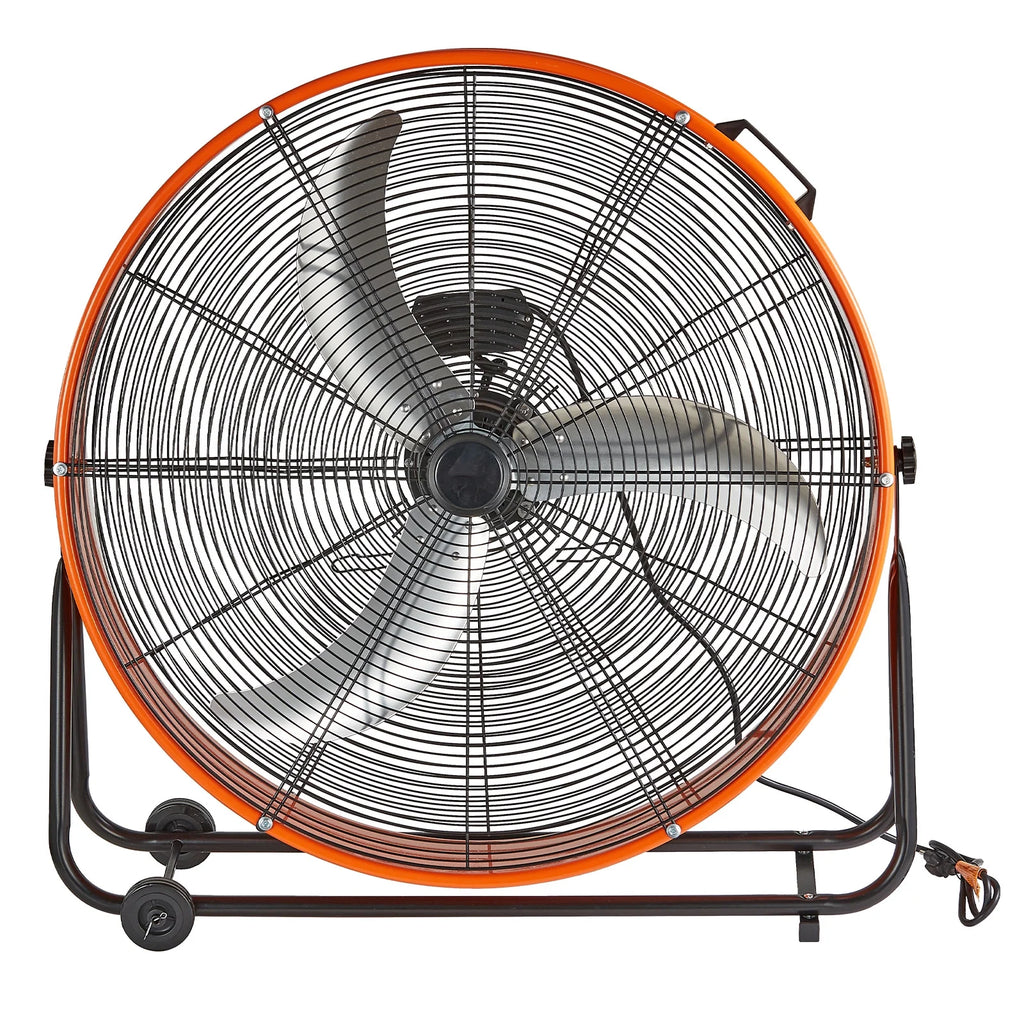 KFFKFF Industrial Drum Fan, 30 Inch with High Speed, 3-Speed 13000CFM, Heavy Duty for Commercial Purposes, 360° Flexible Tilt Mechanism, Ideal for Warehouse, Workshop, Factory, and Basement